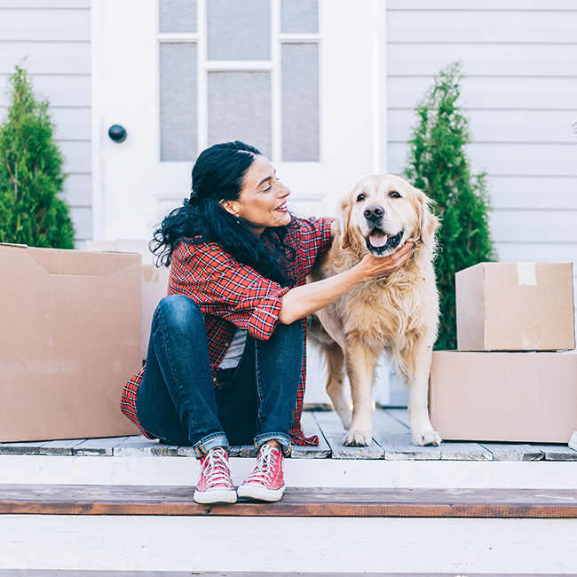 Women with dog moving 